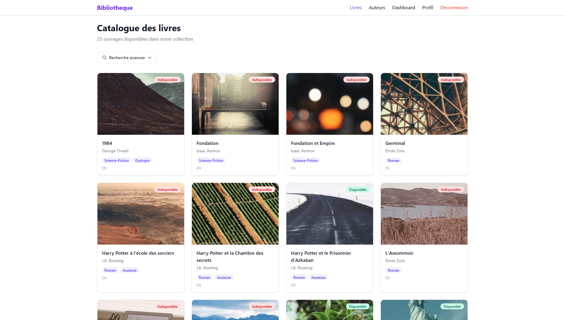 Catalogue des livres