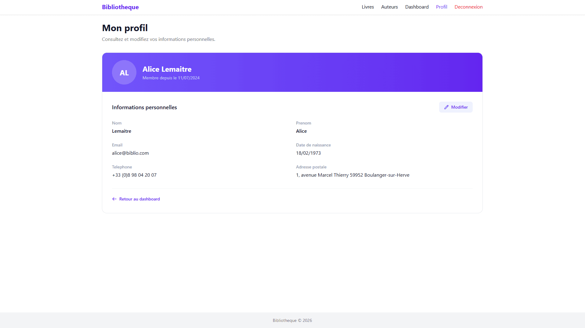 Profil adhérent Easy Admin