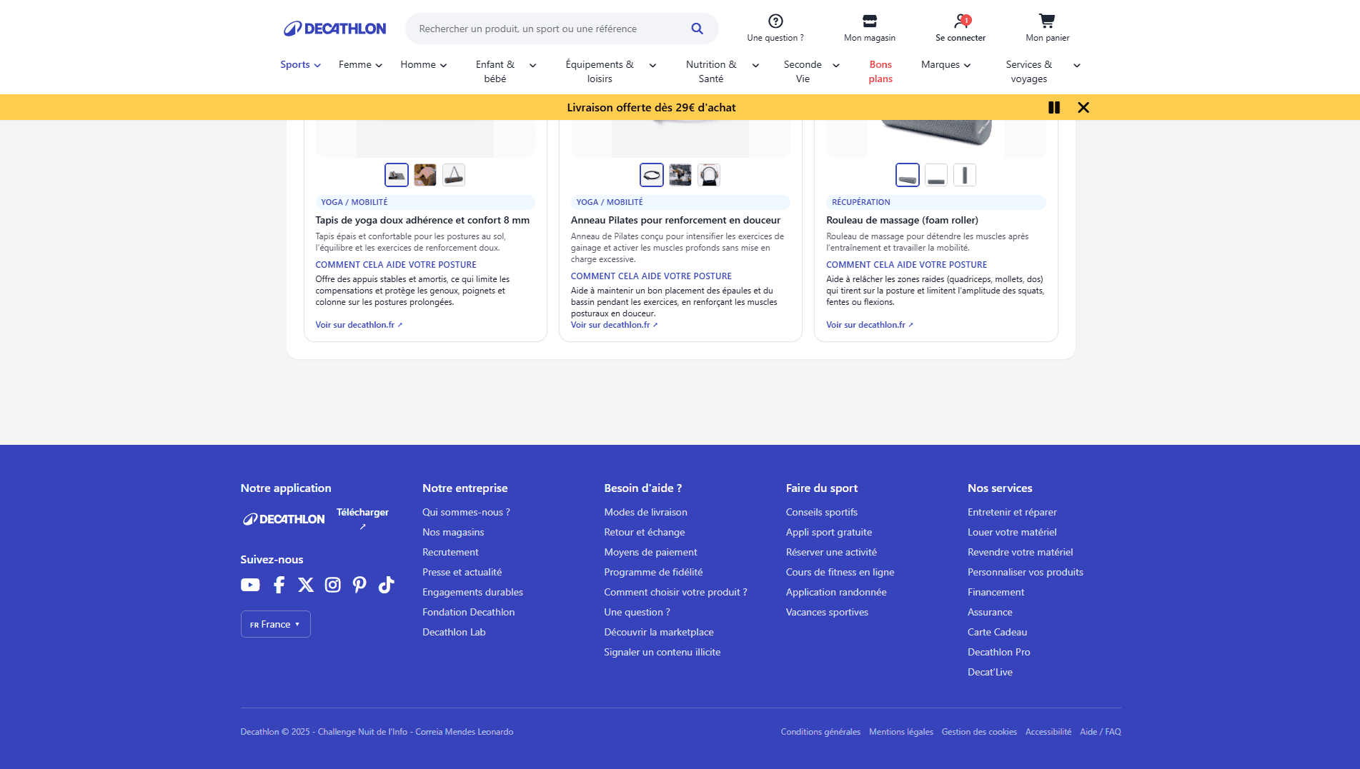 Produits Decathlon suggérés