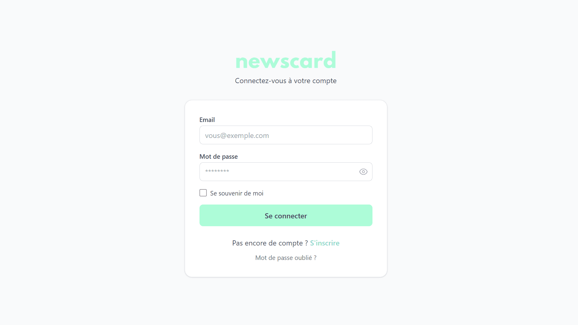 Interface de Newscard