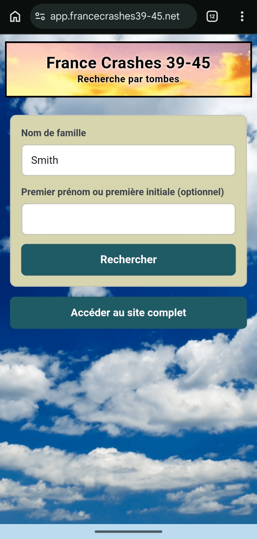 Recherche saisie sur un nom de famille