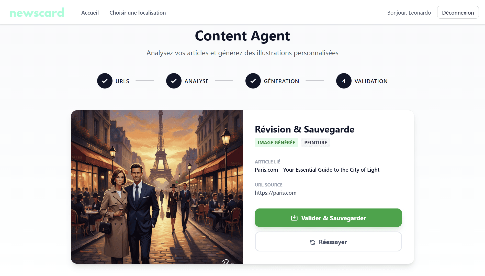Image générée par IA et validation