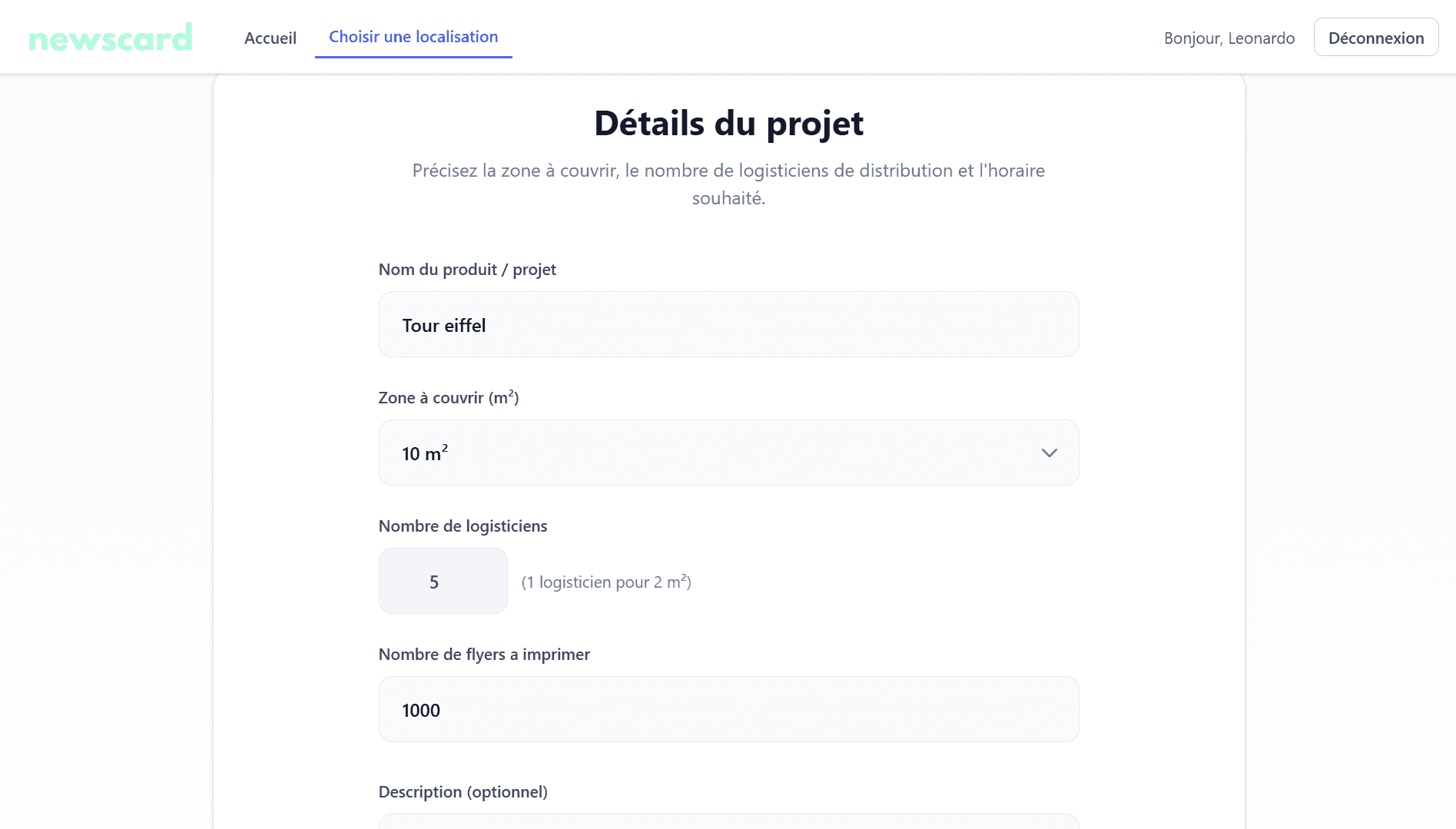 Formulaire avec calcul automatique des logisticiens